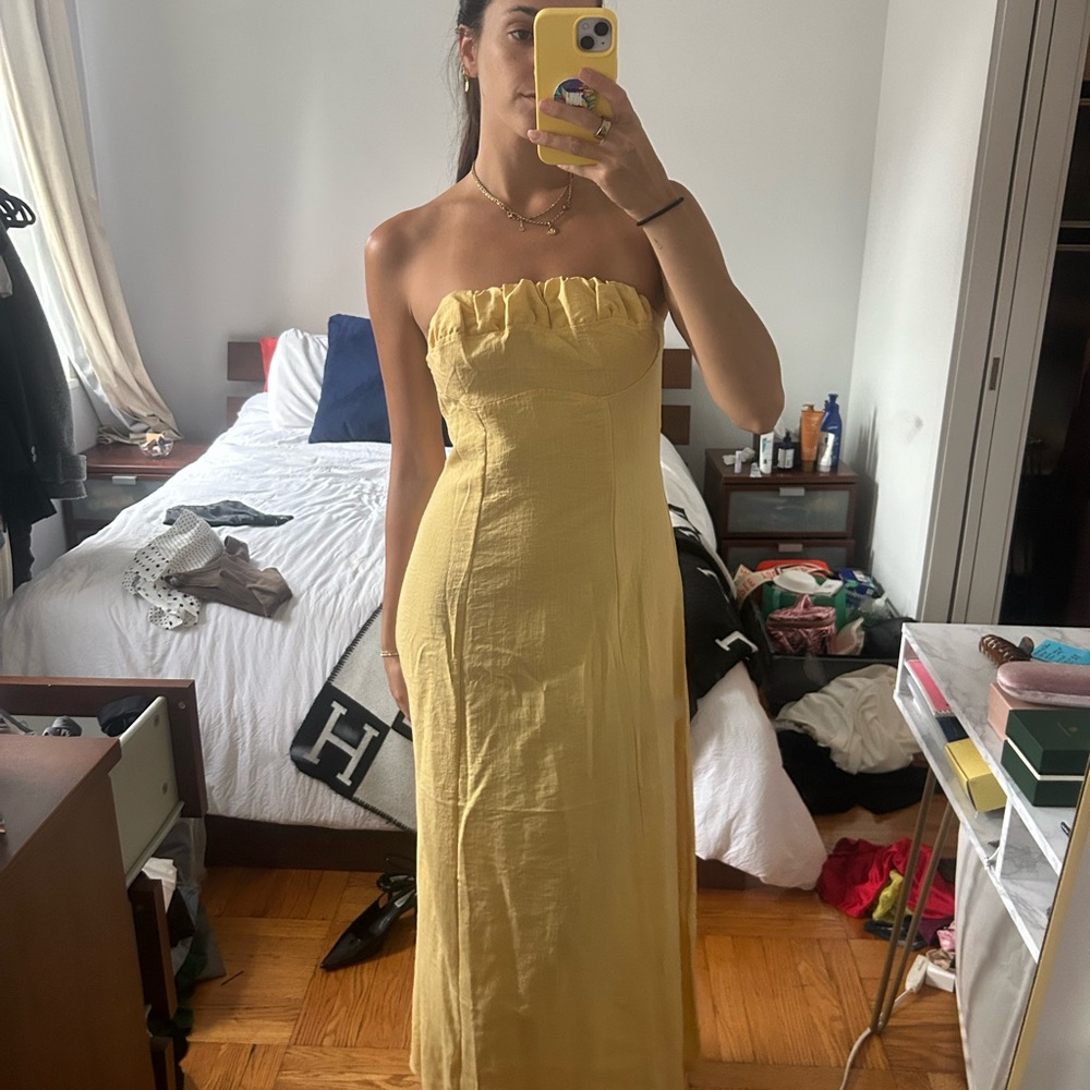 Yellow Strapless Maxi Dress